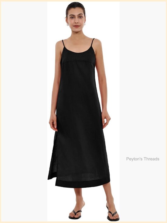 Dresses & Skirts - 100% Linen Maxi Dress Spaghetti Strap Casual Loose Beach Dress